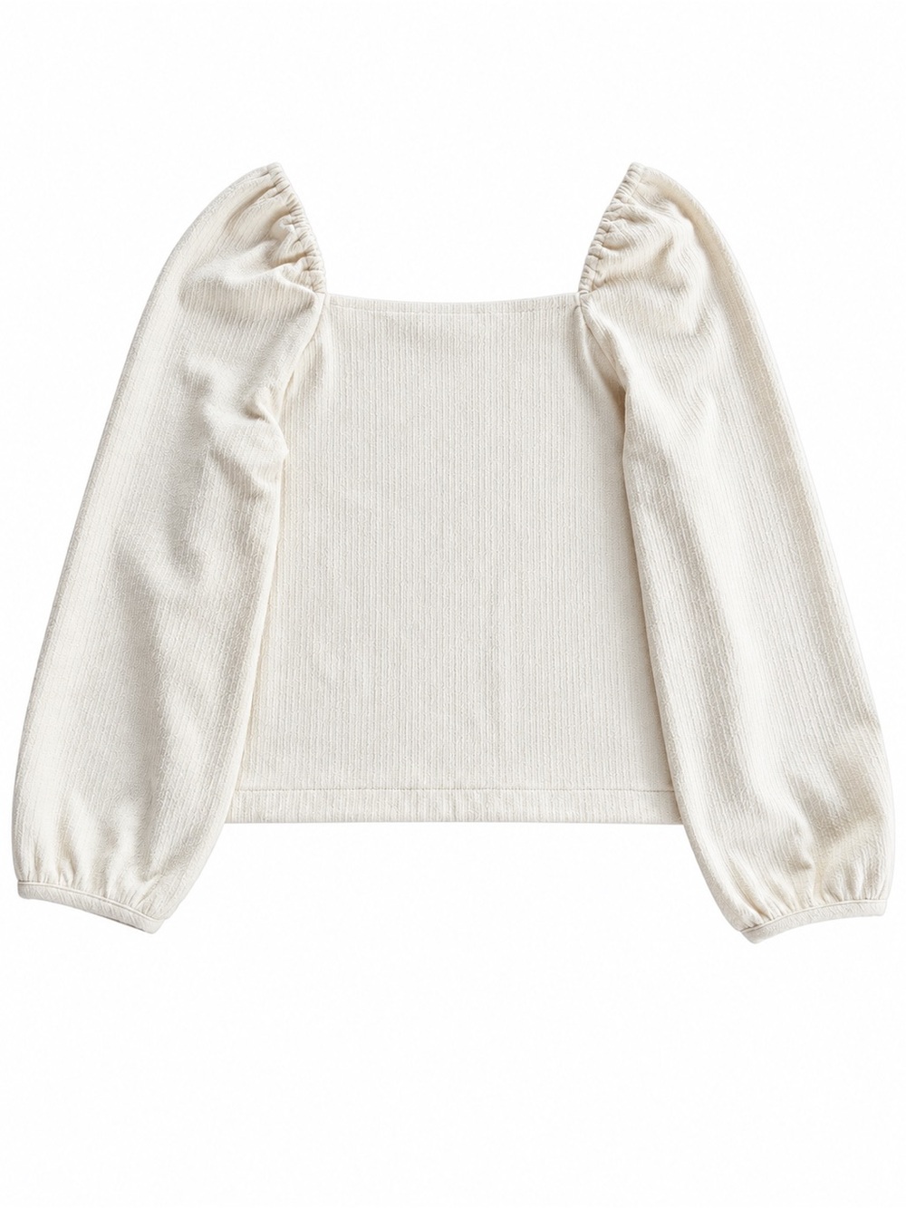Madewell White/ Ivory Textured Square Neck Puff Sleeve Top Size Small